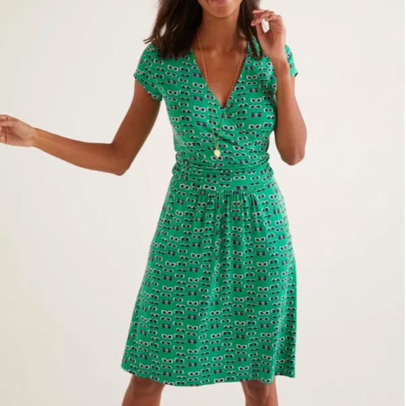 Women's Boden Sunglasses Print Lola Jersey Short Sleeve Dress Size 12 Long Tall
